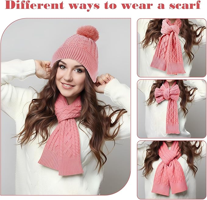 Geyoga 6 Pcs Winter Warm Set for Women Warm Beanies Hats Touchscreen Gloves Long Scarf Ear Muffs Socks Winter Gifts for Women
