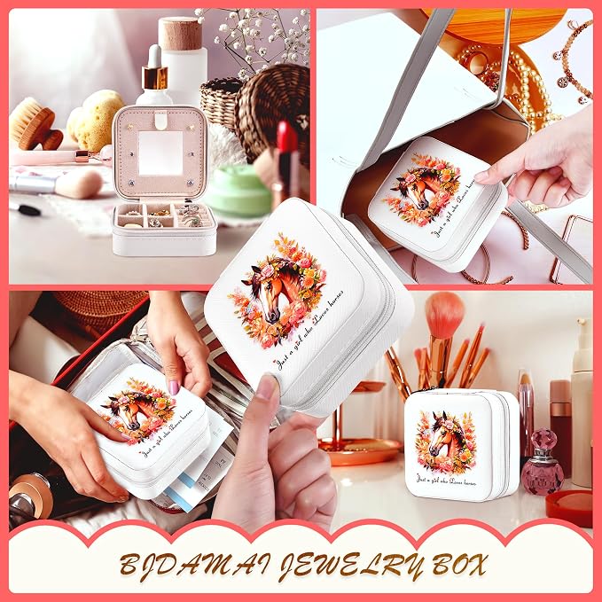 Horse Jewelry Box, Gifts For Women Teens Girls, Western Horse Lovers Stuff Items Accessories Things Merchandise Decor Merch, Travel Ring Earrings Necklace Organizer Holder!