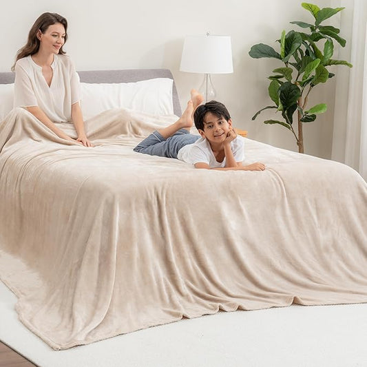 Berkshire VelvetLoft Oversized King Family Blanket, All Season Mid-Weight Ultra Silky and Fuzzy, Seamless Extra Large (Grain, 120x120 Inches)