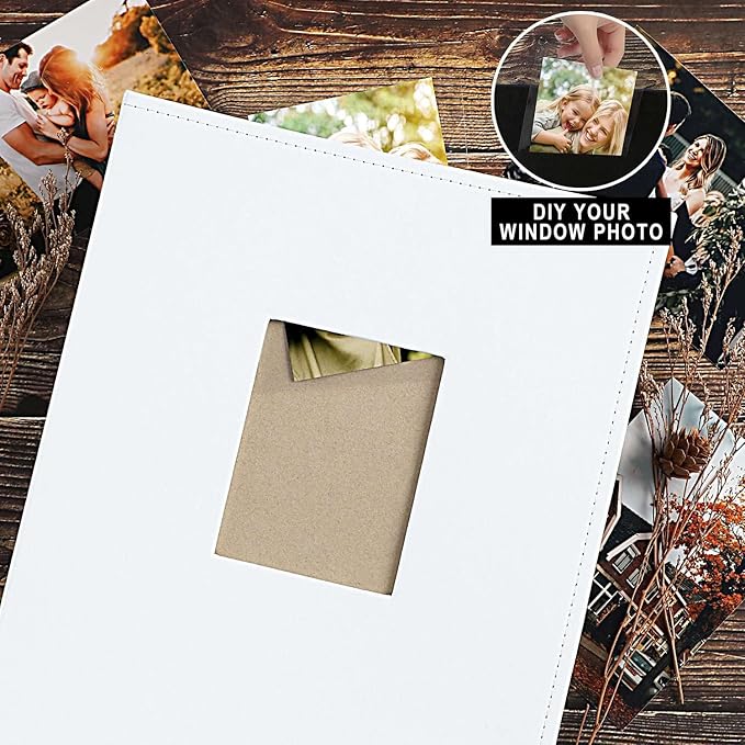 Ywlake Photo Album 4x6 400 Pockets, Leather Photo Albums Holds 400 Vertical Pictures Only White