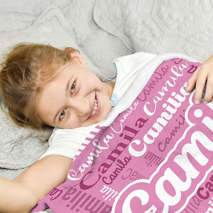 Ships Next Day- Custom Blanket with Name, Personalized Kids Throw Blankets, Teen Girl Gifts Trendy Stuff, Christmas Birthday Gifts for Boys Girls