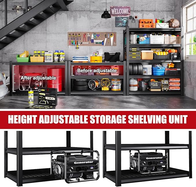 Set of 2 71"H Garage Shelving-3000LBS 5 Tier Storage Shelves,Adjustable Heavy Duty Metal Shelving Unit and Storage Large Wire Rack,Utility Steel Shelf For Shop Warehouse Industrial Pantry 71"x35"x16"