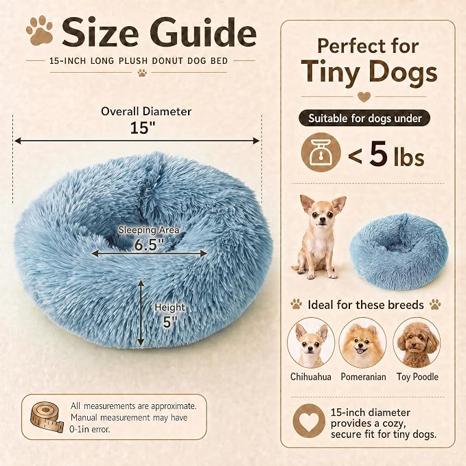 Marshmallow Cat Bed for Small New Born Kitten, Indoor Cats Plush Puppy Bed 15.7 Inches