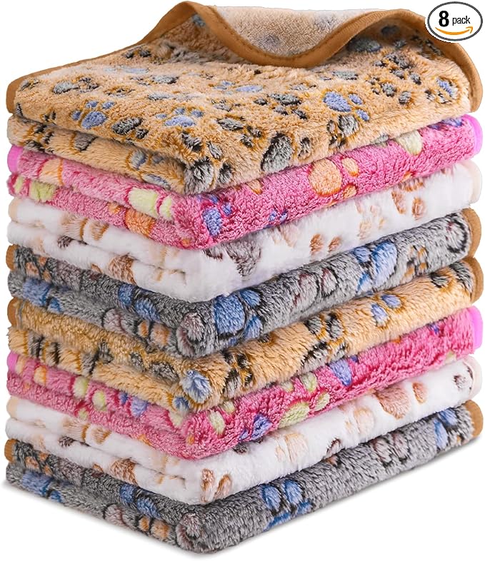 8Pack Soft Guinea Pig Bedding Blankets Washable Small Animal Fleece Cage Liners Reusable Pet Pee Pad Sleep Mat Pad Cover for Hamster Chinchilla Rabbit Hedgehog Dog Cat Essentials (20×30 Inch)