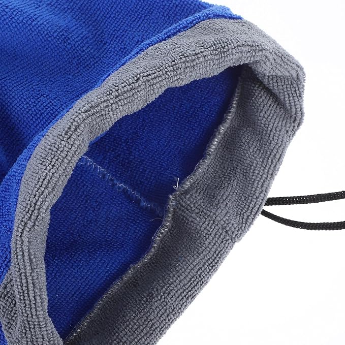 Fast Drying Pet Bathrobe Towel for Small Pets Soft Plush Absorbent Towel with Drawstring Comfortable for Ferrets and Guinea Pigs