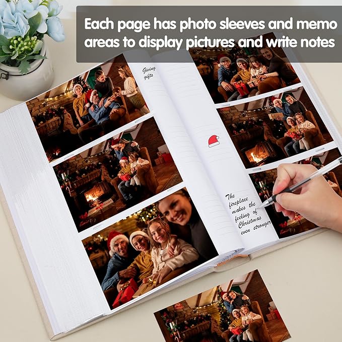 XFveivoo Photo Album 4x6 450 Photos with Writing Space,4 x 6 Photo Book Linen Cover with Front Window, 4x6 Picture Album 450 Photos Photo Album Book for Wedding Kids Travel Family Baby Pictures, Beige