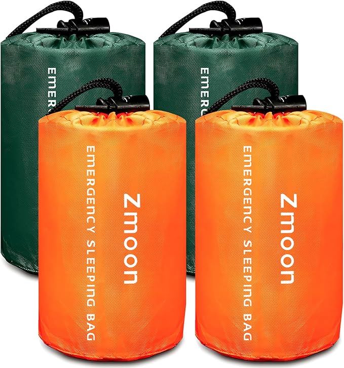 Zmoon Emergency Sleeping Bag Survival Bag, Portable Waterproof Thermal Bivy Sacks,Bivvy Bags,Camping Mylar Sleeping Bag Survival Gear Emergency Blankets Survival Shelter