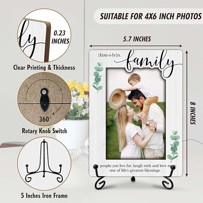 SIXEIGHT Family Definition Picture Frame Life's Greatest Blessing Wooden Photo Frame Natural Wood Picture Frame for Family Dad Mom Grandparents Father from son Desk Decor 4x6 Photos Frames-A17