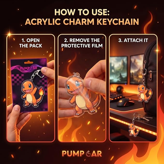 PumpCar Acrylic Keychain Double-Sided Charm Key Ring with Metal Clip Backpack Charm Bag and Car Key Accessory Collectible