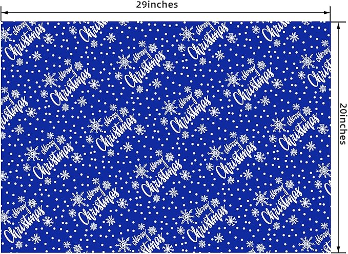 PlandRichW Christmas Wrapping Paper Folded 12 Sheets for Kids Boys Girls Man Women,Blue and White Snowmen Snowflakes Merry Christmas Deer,Image Arts Blue Holiday Wrapping Paper Each 20" X 29"