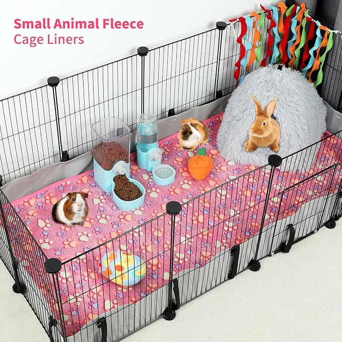 YUEPET Waterproof Guinea Pig Blankets 6 Pack, Fleece Cage Liners, L | Guinea Pig Fleece Cage Liners, Waterproof Backing, Machine Washable, Soft Fleece Surface, 48 x 24 in
