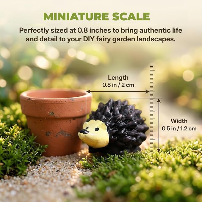Hedgehog Figurines: 20Pcs Resin Hedgehog Miniature Moss Landscape DIY Crafts Accessories Animals Model for Fairy Garden Home Ornaments
