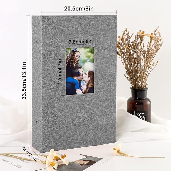 Ywlake Photo Album 4x6 300 Pockets, Linen Photo Albums Holds 300 Horizontal Pictures Only Grey