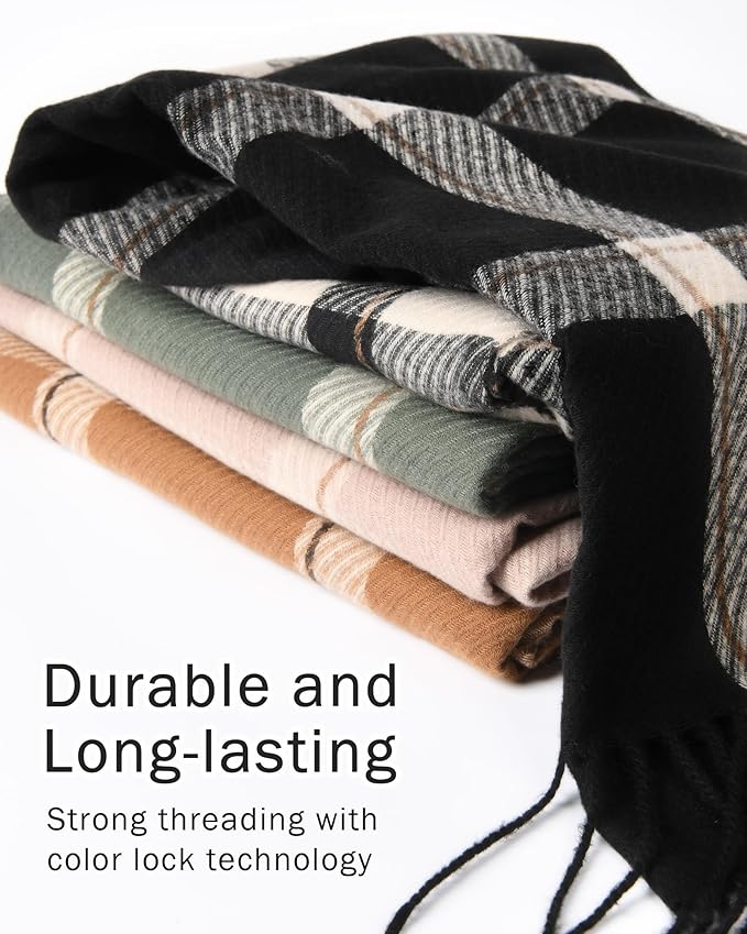 FURTALK Winter Scarf for Women Shawl Soft Tassel Plaid Large Oversized Scarves Wraps