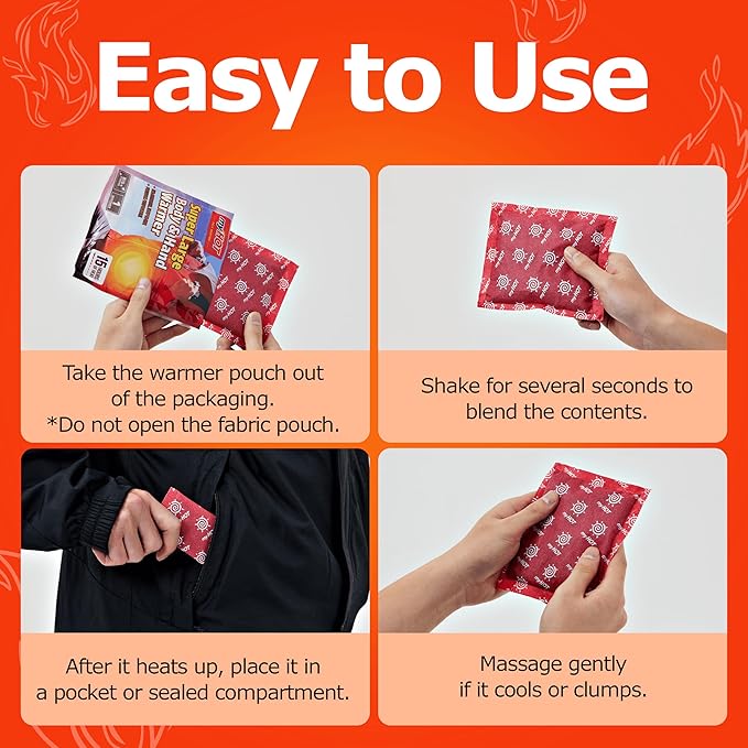 Long Lasting Hand Warmers & Body Heat Packs - Large Size (30 Count Bulk) - Up to 15 Hour Disposable Air-Activated Warmers for Cold Weather, Camping & Skiing - Made in Korea,
