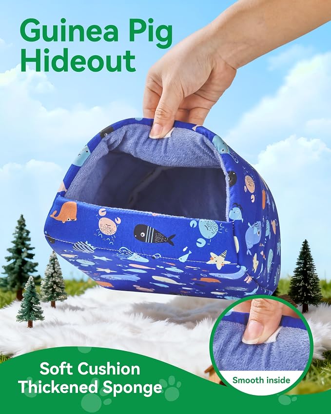 2 PCS Guinea Pig Hideout Guinea Pig House Guinea Pig Bed, Washable Hamster House Small Animal Cage Accessories for Mouse Chinchillas Hamsters Hedgehogs Ferrets Bearded Dragons and Rats