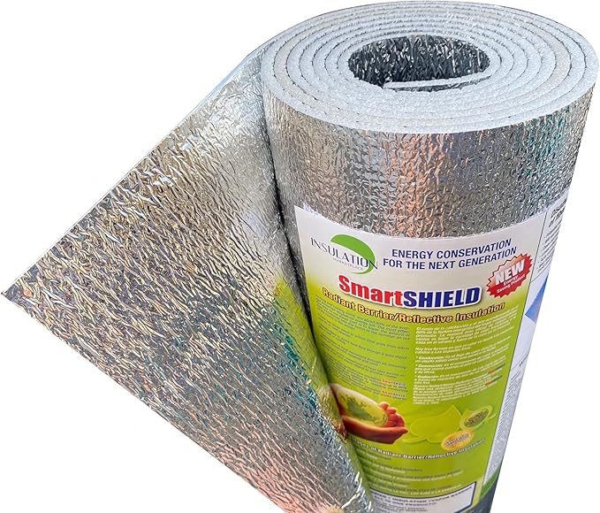 INSULATION MARKETPLACE SmartSHIELD -3mm 24inx50Ft ReflectiveINSULATION roll, Foam Core Radiant Barrier, ThermalINSULATION Shield - Engineered Foil