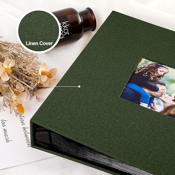 Ywlake Photo Album 4x6 600 Pockets Photos, Linen Cover Large Picture Albums Holds 600 Horizontal and Vertical Photos Green