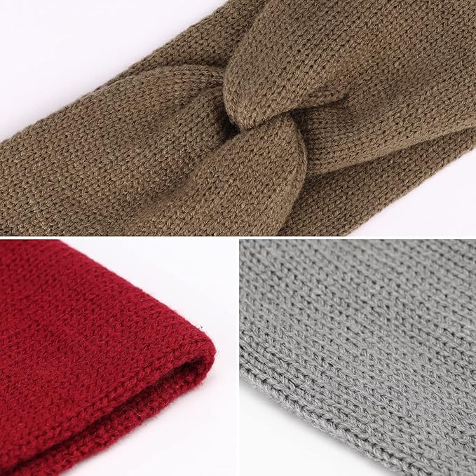 DRESHOW Winter Knit Chunky Headbands for Women Crochet Turban Knitted Ear Warmer Fashion Head Wrap 6 Pack
