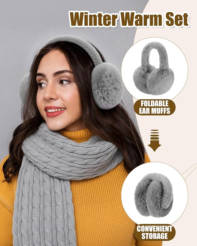 Geyoga 6 Pcs Winter Warm Set for Women Warm Beanies Hats Touchscreen Gloves Long Scarf Ear Muffs Socks Winter Gifts for Women