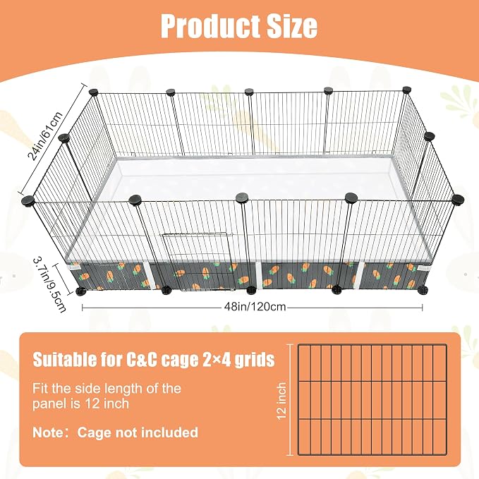 Guinea Pig Cage Liner 24" X 48", Rabbit Cage Liner with Carrot Pattern | Water-resistant and Washable Guinea Pig Liner for Hamster, Hedgehog, Ferrets and Other Small Pet (Dark Green)