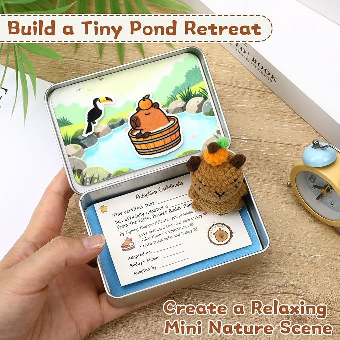 Little Pocket Capybara Mini Capybara Tin Desk Decor Back to School | Cute mini capybara in a pocket tin, a desk gift and collectible for coworkers, friends and capybara lovers.