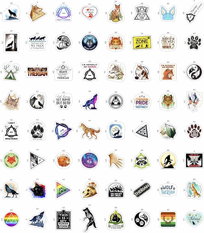 100Pcs Therian Stickers for Water Botttle, Laptop - Therian Gifts, Party Supplies - Gift for Women & Men