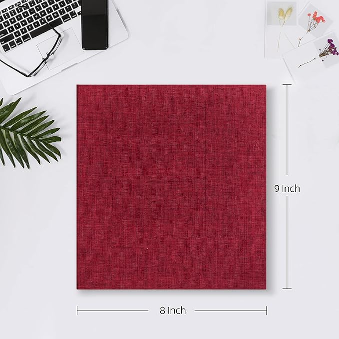 Mublalbum Small Photo Album 4x6 200 Photos Linen Cover Picture Book with Horizontal Pockets for Family Wedding Baby and Anniversary (Red)