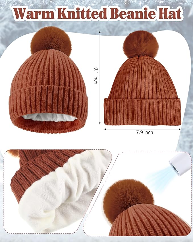 Geyoga 6 Pcs Winter Warm Set for Women Warm Beanies Hats Touchscreen Gloves Long Scarf Ear Muffs Socks Winter Gifts for Women