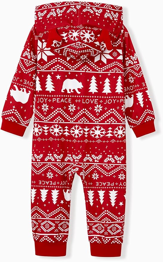 PATPAT Matching Family Christmas Onesie Pajamas – Holiday Hooded Jumpsuit Sleepwear PJs Couples Xmas Loungewear with Socks