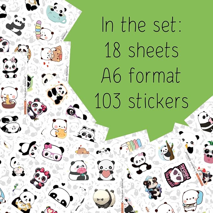 100Pcs Panda Stickers for Water Bottle and Laptop - Panda Party Supplies & Decorations, Waterproof Vinyl Decals, Cute Animal and Bear Stickers, Gifts for Women & Men
