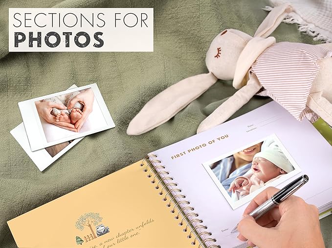Keepsake Memory Book for Baby Boy or Girl First 5 Years, All-in-One Keepsake Box with Wax Seal Kit and Footprint Kit Included, Elegant Milestone Scrapbook Gift Set with Photo Album