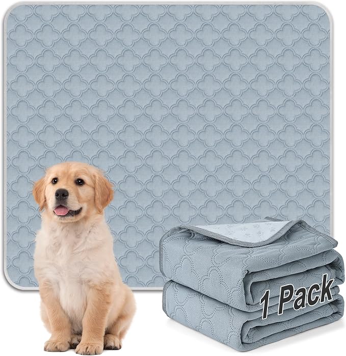 FunFurry Washable Pee Pads for Dogs - 1 Pack Reusable Pee Pads，Waterproof Puppy Pads，Pet Training Pads，Super Absorbent with Dog Paw Shape Non-Slip Backing (Light Grey, 72" X 72" - 1 Pack)