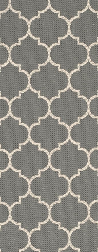 SAFAVIEH Washable Rug Outdoor Courtyard Collection - 2'3" x 8' Runner, Anthracite & Beige, Non-Shedding & Easy Cleaning, Ideal for Patio, Entryway, Mudroom, Hallway, Kitchen (CY6914-246)