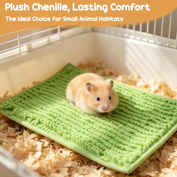 8 Pcs Guinea Pig Cage Liner, 16x12 Inch Washable Fleece Bedding Mats & Reusable Pee Pads for Rabbits and Small Animals (4 Colors)