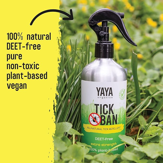Yaya Organics Tick Ban | Extra Strength Tick Repellent Made with Essential Oils and All Natural, DEET Free Ingredients | Proven Effective, Safe for Adults, Kids and Dogs | 16 Ounce (2 Pack)