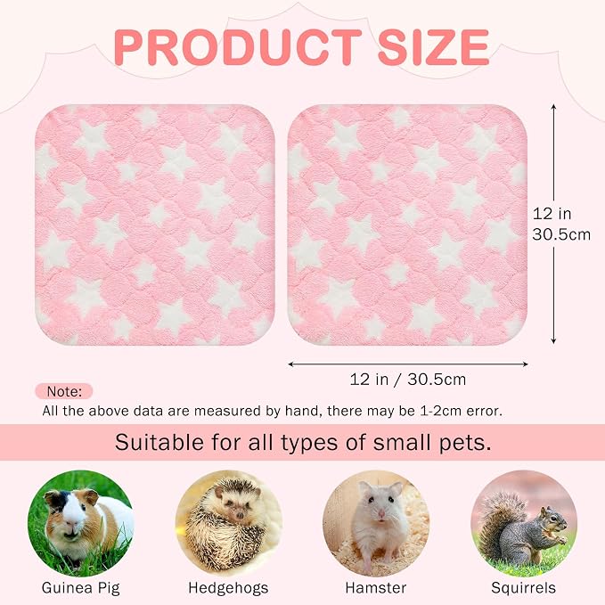 Homimp 2 Pack Guinea Pig Bed, Waterproof Reusable Small Animal Bed,Super Absorbent Pee Pad Mat for Rabbit Bunny Hamster Rat Hedgehog Chinchilla,Washable Fleece Cage Liners 12"x12"
