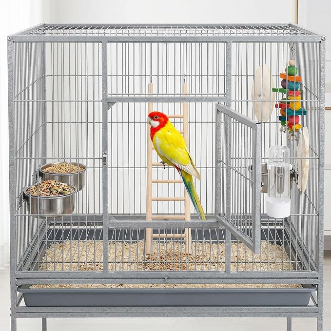 2 Pack Bird Ladder Wooden Bird Cage Ladder Birds Cage Accessories for Parakeets, Parrots, Cockatoo & Lovebirds (7 Step & 8 Step)