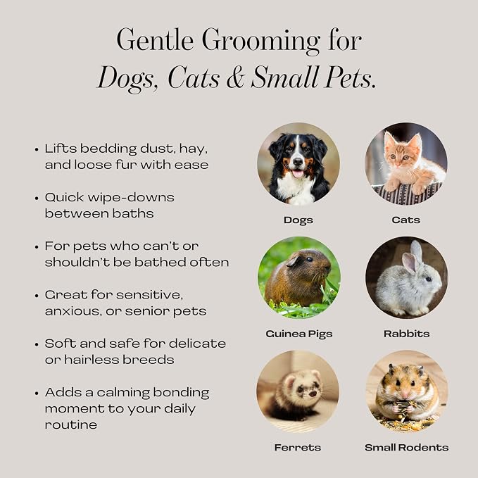 Microfiber Grooming Mitt, Reusable Pet Wipe, Dogs & Cats, Pair | machine washable, double-sided, paw-shaped design, replaces disposable wipes