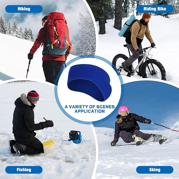 Ear Warmers Headband, Fleece Earmuffs Running Headband Winter Ear Covers Moisture Wicking Ski Sport Headband for Men & Women (19.2 inches, One Size, Cycling)