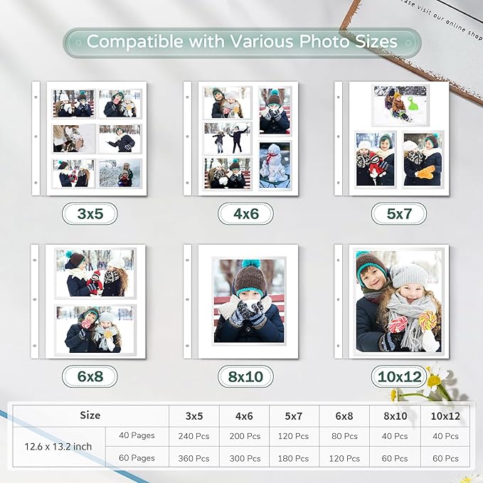 Popotop Large Photo Album Self Adhesive 4x6 5x7 8x10 Scrapbook Album DIY Picture Book,Gifts for Mom,Family Baby and Wedding,with Metal Pen and Plastic Board