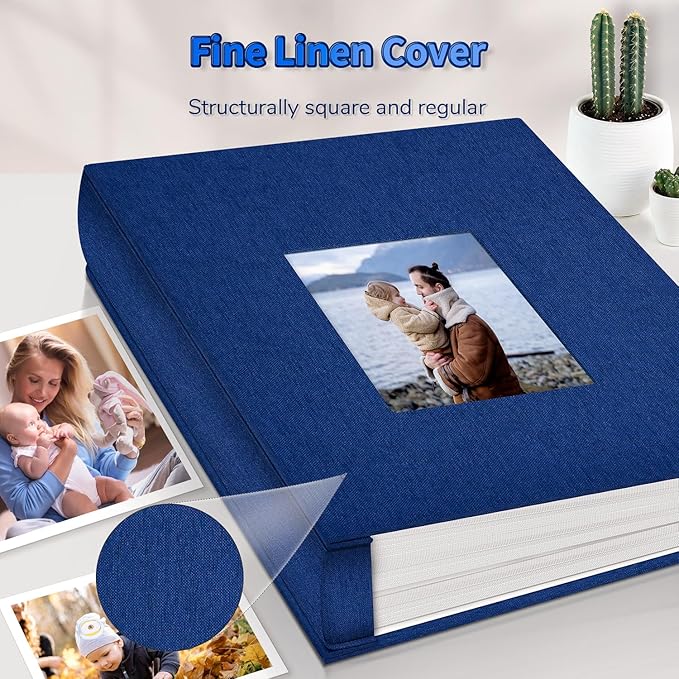 Photo Album 4x6 with 1000 Pockets,Slip-in Picture Albums,Linen Cover Memory Book with Front Window,White Page Vertical Photo Book for Wedding,Family,Anniversare,Baby,Vacation
