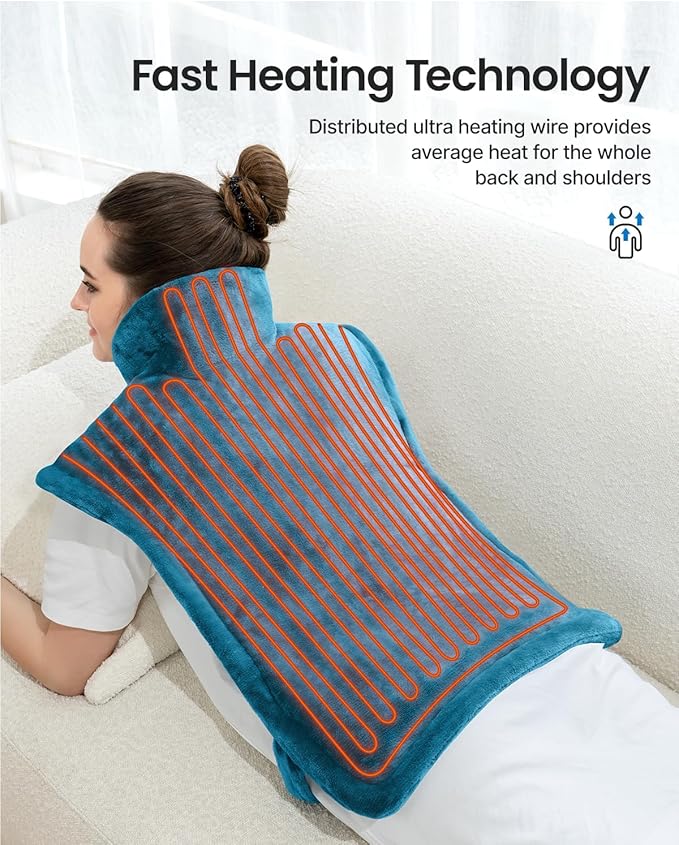 RENPHO Electric Heating Pad for Back, Mothers Day Gifts & Birthday Gifts for Mom Dad Women Men, FSA Eligible & HSA Store, Neck and Shoulder Heat Pad, Fast Heating, 24"x33", ETL Certified, Blue