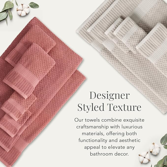 NY Loft 100% Cotton Hand Towel 6 Pack | Super Soft & Absorbent Quick-Dry Hand Towels 16" x 28" |Textured and Durable Cotton | Trinity Collection (6 Pack Hand Towel, Quiet Grey)
