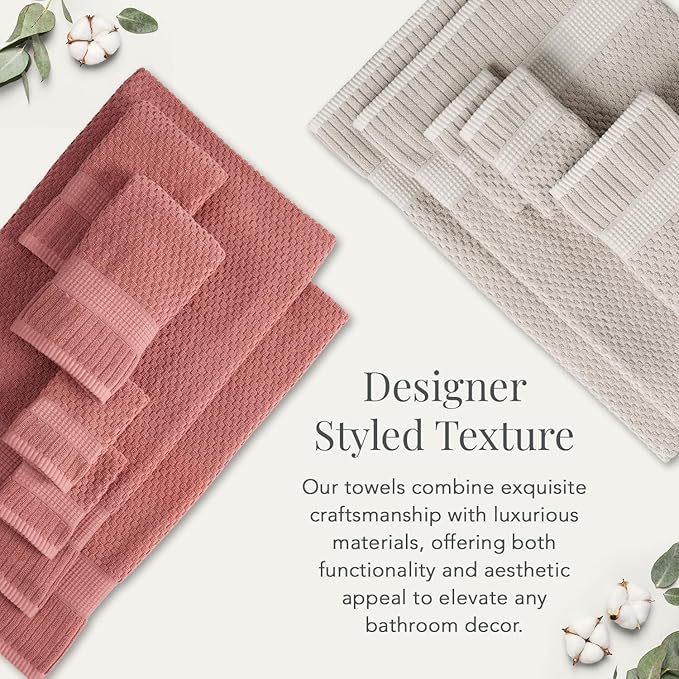 NY Loft 100% Cotton Bath Towel 4 Pack | Super Soft & Absorbent Quick-Dry Bath Towels 30" x 52" |Textured and Durable Cotton | Trinity Collection (4 Pack Bath Towel, Quiet Grey)
