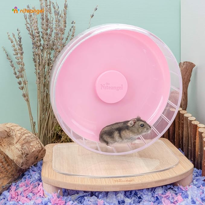 Niteangel Super-Silent Hamster Exercise Wheel: Quiet 8.2 inch Running Wheel | Can 9.1-11.8" Adjustable Height - No Bend Back Spinner Running for Dwarf Syrian Hamster Gerbils Mice Or Other Small Animal