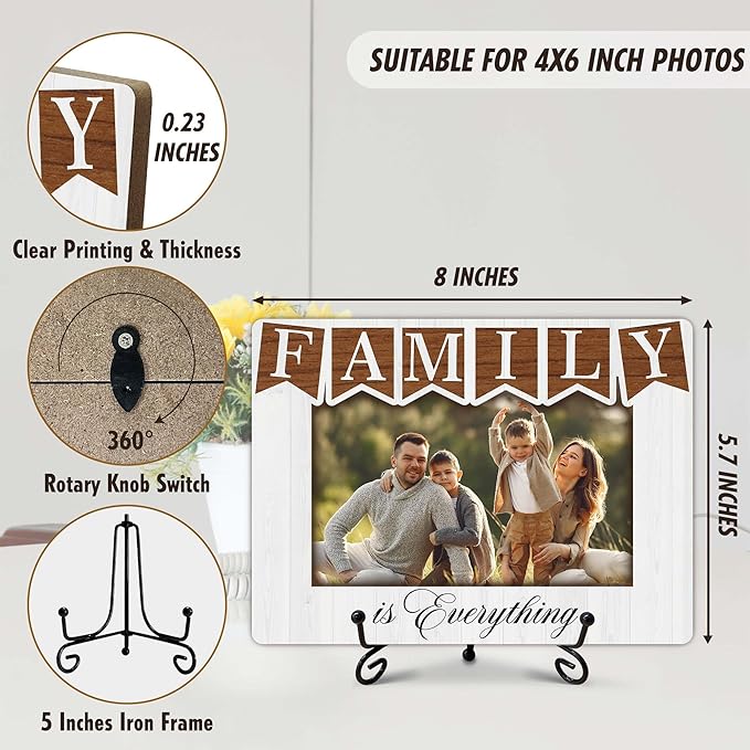SIXEIGHT Family Definition Picture Frame Family Is Everything Wooden Photo Frame Natural Wood Picture Frame for Families Dad Mom Grandparents Father from son Desk Decor 4x6 Photo Frame-A20