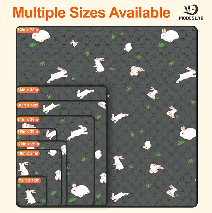 Guinea Pig Cage Liner, 72in x 72in Fast Absorption Washable Bedding Pee Pads for Dogs Puppy Rabbit Small Animal Cage Mat, Leakproof & Non-Slip