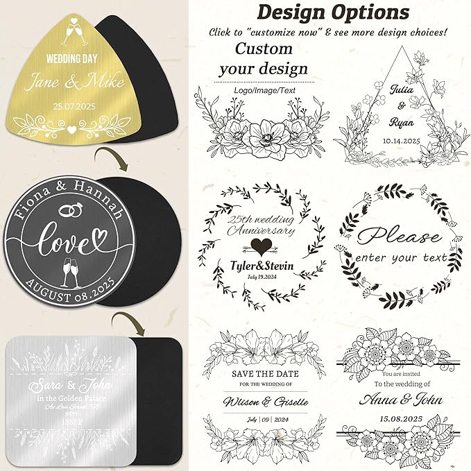 Personalized Coasters,Stainless Steel Coaster with Sponge Bottom,Engraved Drink Coasters with Logo/Name, Modern Coasters for Restaurant, Bar, Housewarming or Wedding Gift, Set of 6 (Silver, Round)
