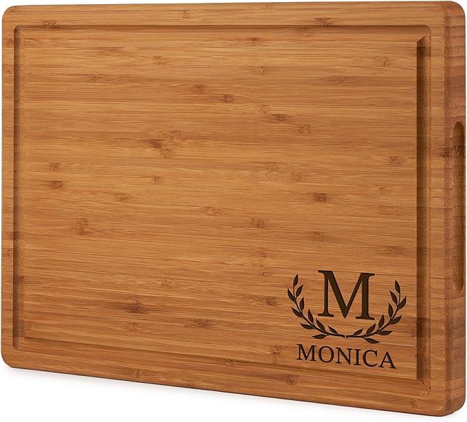 AWESOMETIK Engraved Bamboo Cutting Board – Personalized Charcuterie Board for Brides, Parents, Couples & Special Occasions